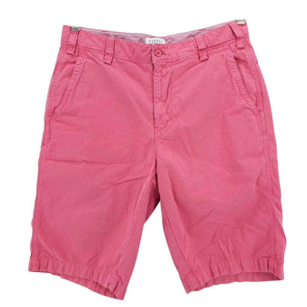 BARNEYS NEW YORK Mens Pink Shorts Flat Front Bermuda Chino 100% Cotton Size 30